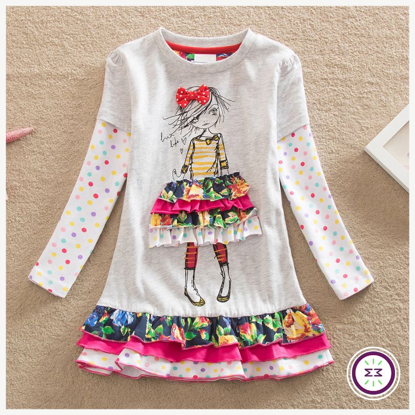 Vestido Infantil 100% Algodão Manga Longa - Mãe Compra De Mãe