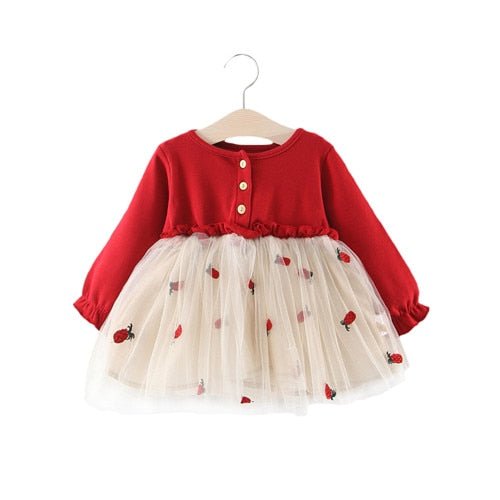 Vestido Infantil Manga Longa Little Red - Mãe Compra De Mãe