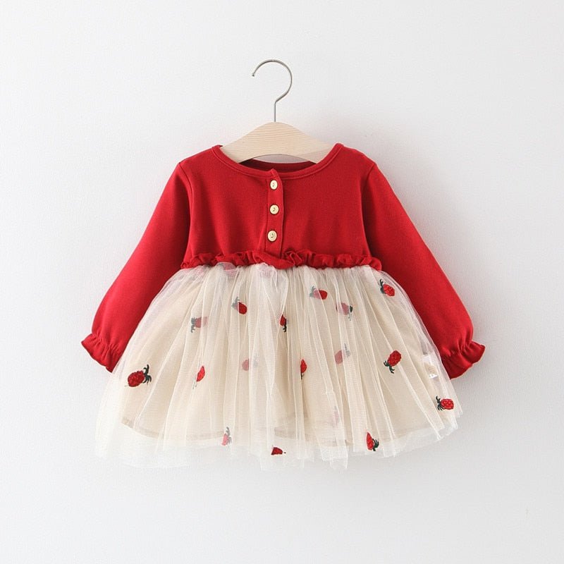 Vestido Infantil Manga Longa Little Red - Mãe Compra De Mãe